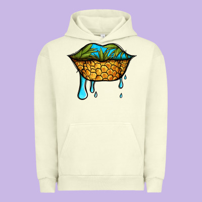 Summer Vibes Pineapple Lips Urban Hoodie Designed By Jasminsmagicworld