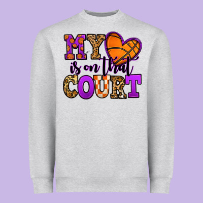 My Heart Is On That Court Basketball Heavyweight Sweatshirt Designed By Jasminsmagicworld