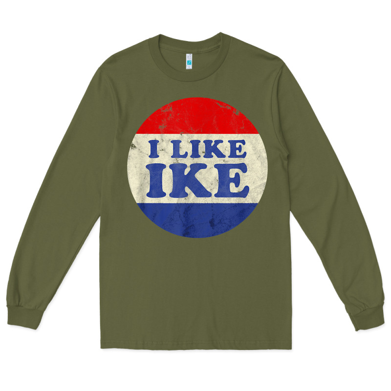 I Like Ike Political Button Vintage Distressed Long Sleeve Tee by baoMotion | Teevron