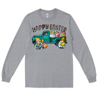 Heather Grey Happy Easter truck Long Sleeve Tee - CowhideDigitalArt