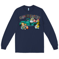 Navy Happy Easter truck Long Sleeve Tee - CowhideDigitalArt