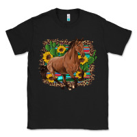 Black western horse cactus sunflowers serape leopard  turquoise wooden Classic Tee - Artiststas