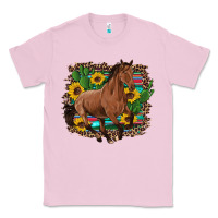 Bubblegum Pink western horse cactus sunflowers serape leopard  turquoise wooden Classic Tee - Artiststas