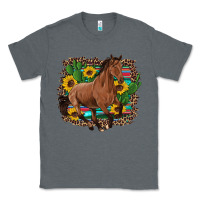 Charcoal Heather western horse cactus sunflowers serape leopard  turquoise wooden Classic Tee - Artiststas