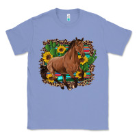 Western Horse Cactus Sunflowers Serape Leopard  Turquoise Wooden Classic Tee | Teevron