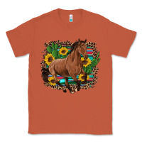 Copper western horse cactus sunflowers serape leopard  turquoise wooden Classic Tee - Artiststas