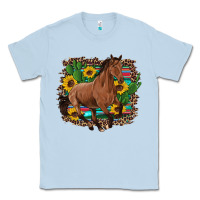 Dusty Blue western horse cactus sunflowers serape leopard  turquoise wooden Classic Tee - Artiststas