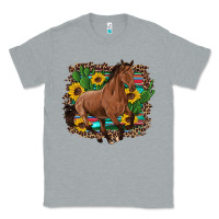 Heather Grey western horse cactus sunflowers serape leopard  turquoise wooden Classic Tee - Artiststas