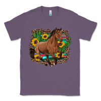 Lavender western horse cactus sunflowers serape leopard  turquoise wooden Classic Tee - Artiststas