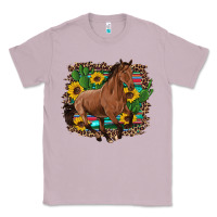 Lilac western horse cactus sunflowers serape leopard  turquoise wooden Classic Tee - Artiststas