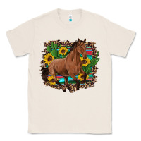 Natural western horse cactus sunflowers serape leopard  turquoise wooden Classic Tee - Artiststas