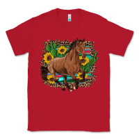 Red western horse cactus sunflowers serape leopard  turquoise wooden Classic Tee - Artiststas