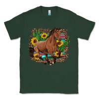 Sports Green western horse cactus sunflowers serape leopard  turquoise wooden Classic Tee - Artiststas