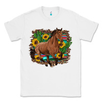 White western horse cactus sunflowers serape leopard  turquoise wooden Classic Tee - Artiststas