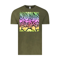 Vintage Olive neon rainbow safari seamless pattern Vintage Tee - BundleAndBundleShop