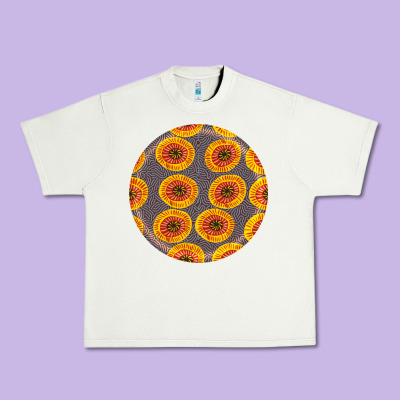 African Fabric Pattern Round Earrings 4 Urban Heavy Tee Designed By Bundleandbundleshop