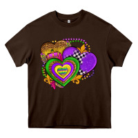 Chocolate Brown mardi gras heart olivia Heavy Core Tee - OliviaCreatesArt