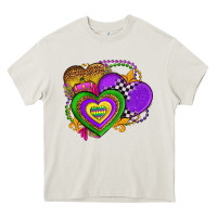Mardi Gras Heart Olivia Heavy Core Tee | Teevron