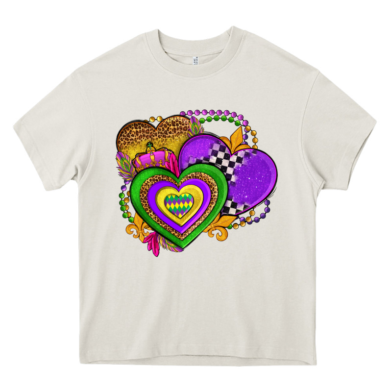Mardi Gras Heart Olivia Heavy Core Tee by OliviaCreatesArt | Teevron
