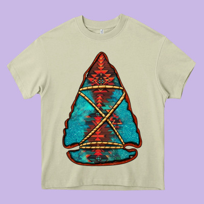Turquoise Glitter Aztec Arrowhead Heavy Core Tee Designed By Jasminsmagicworld