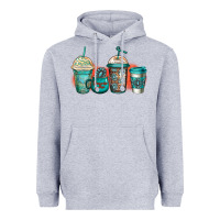 Heather Grey turquoise junkie coffee cups Heavyweight Hoodie - Jasminsmagicworld