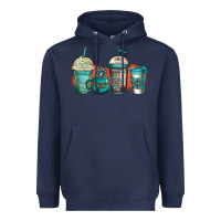 Navy turquoise junkie coffee cups Heavyweight Hoodie - Jasminsmagicworld