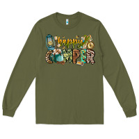Army Green happy camper Long Sleeve Tee - CowhideDigitalArt