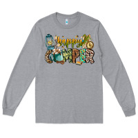 Heather Grey happy camper Long Sleeve Tee - CowhideDigitalArt
