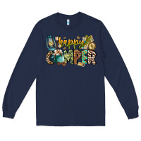 Navy happy camper Long Sleeve Tee - CowhideDigitalArt