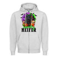 Dove Grey spooky heifer black angus Zipper Hoodie - RanaPortraitStore
