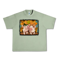 Oil Green fall pigs Urban Heavy Tee - Jasminsmagicworld