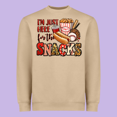 I'm Just Here For The Snacks Baseball Heavyweight Sweatshirt Designed By Jasminsmagicworld