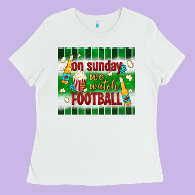 On Sunday We Watch Football Tumbler Ladies Tee Designed By Bundleandbundleshop