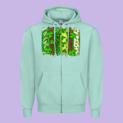 St Patrick's Day Brushstrokes Zipper Hoodie Designed By Ranaportraitstore