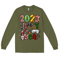 Army Green 2023 Happy New Year Long Sleeve Tee - CowhideDigitalArt