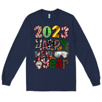 Navy 2023 Happy New Year Long Sleeve Tee - CowhideDigitalArt