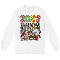 White 2023 Happy New Year Long Sleeve Tee - CowhideDigitalArt