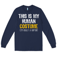 Navy human costume raptor halloween velociraptor lazy easy t shirt Long Sleeve Tee - baoMotion