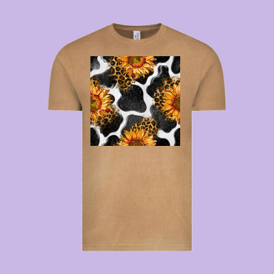 Cowhide Leopard Sunflower Seamless Pattern Vintage Tee Designed By Bundleandbundleshop