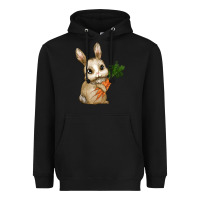 Black Happy Easter With Bunny And Carrot Heavyweight Hoodie - RanaPortraitStore