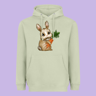 Happy Easter With Bunny And Carrot Heavyweight Hoodie Designed By Ranaportraitstore