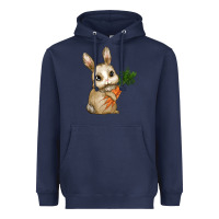 Navy Happy Easter With Bunny And Carrot Heavyweight Hoodie - RanaPortraitStore