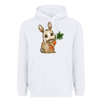 White Happy Easter With Bunny And Carrot Heavyweight Hoodie - RanaPortraitStore