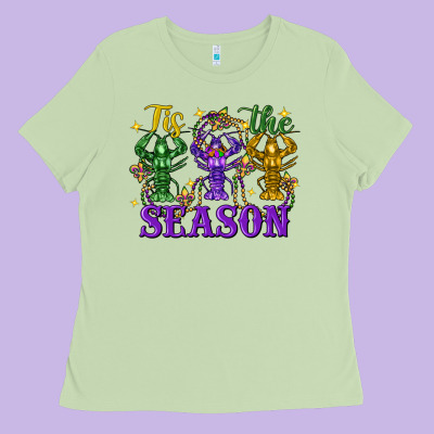 Tis The Season Crawfish Mardi Gras Ladies Tee Designed By Fadigitalartstudio