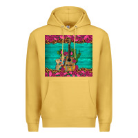Antique Gold mexican guitar roses cactus sombrero Premium Hoodie - Artiststas