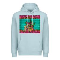 Blue Mist mexican guitar roses cactus sombrero Premium Hoodie - Artiststas