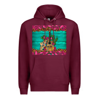 Burgundy mexican guitar roses cactus sombrero Premium Hoodie - Artiststas