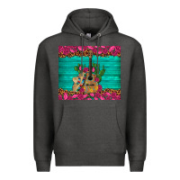 Charcoal Heather mexican guitar roses cactus sombrero Premium Hoodie - Artiststas