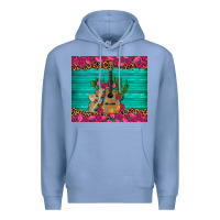 Colony Blue mexican guitar roses cactus sombrero Premium Hoodie - Artiststas