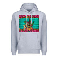 Heather Grey mexican guitar roses cactus sombrero Premium Hoodie - Artiststas